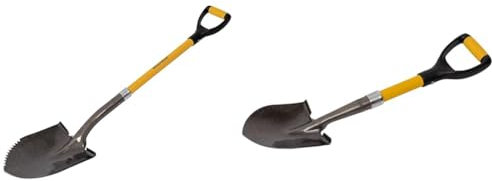 Roughneck ROU68046 Serrated Edge Shovel 1070mm/42 & ROU68004 Round Micro Shovel 150x690mm/6x27'', Black