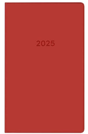 Idena 11149 - Taschenkalender 2025 im Format 8,7 x 15,3 cm, 1 Monat auf 2 Seiten, Terminkalender mit flexiblem Einband in Rot und Adressheft