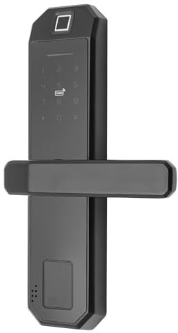 Cerradura inteligente para puerta de huellas dactilares con 2 llaves Cerradura de combinación inteligente Manija biométrica adecuada para el hogar, hotel, edificio residencial (negro)