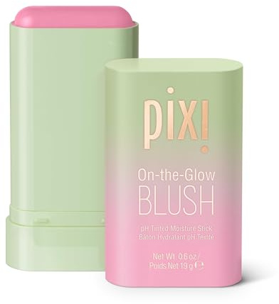 Pixi On The Glow Blush Cheektone, rubor hidratante en barra con color, reactivo al pH, con ginseng y extractos de aloe vera, para mejillas y labios, 19 g 0,6 oz, sin parabenos