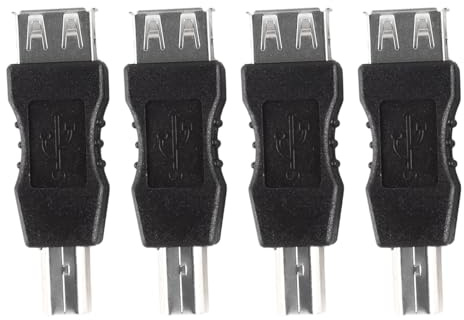 Gorise Adaptador De Impresora USB A a B De 4 Piezas, Convertidor USB 2.0 A Hembra a B Macho Para Impresora, Escáner, Máquina De Fax A Hembra a Macho