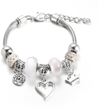 LuLiyLdJ Verstellbares Bettelarmband, Charm Manschetten Armband für Mädchen, Glitzernden Kristall Armband, Geschenk Für Mädchen Schmuck Set für Geschenke Geburtstags