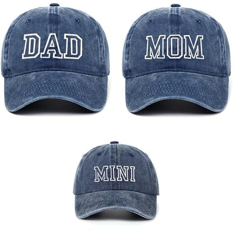 DAD MOM MINI Familien Partnerlook Cap Eltern Kind Denim Baseball Cap