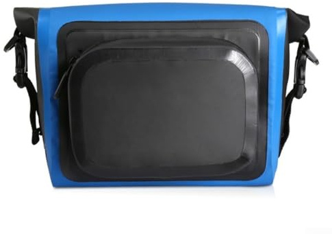 Besttoolifes Riñonera impermeable para ciclismo y senderismo, bolsa frontal para bicicleta con correa de hombro ajustable, revestimiento de PVC resistente al desgarro para portador delantero, grande