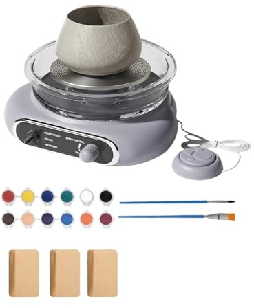 Mini Keramikhjulskit Keramiklera 4,7 Vridspelare Elektrisk Keramikhjul Avtagbar Rengöring For Hemma Gör-Det-Själv Keramikarbeten HöG Stabilitet Flexibel Hastighet(Light Grey)