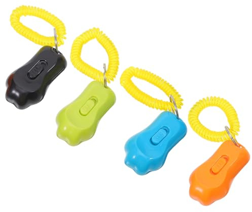WEKAMOS Set 4 Pezzi Clicker per Addestramento Animali Domestici con Cinturino Regolabile, Strumento Clicker per Addestratore Cani e Gatti, Accessori per Correzione Comportamentale