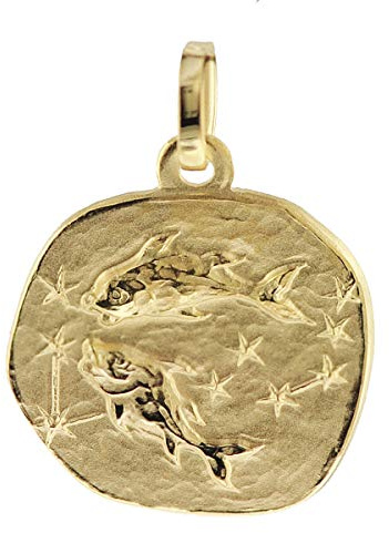 trendor Sternzeichen-Anhänger Fische 333 Gold 16 mm Anhänger Tierkreiszeichen für Damen, Herren und Kinder, Echtgold, 08725-03
