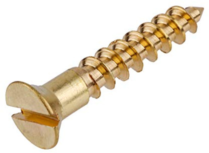 #5 x 5/8 Solid Brass Flat Countersunk Head Slot Drive Wood Screws | Pack of 25 | Self Tapping Screws for Wood Antique or Modern Furniture | FH19-B (25)