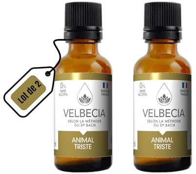 Velbecia® - Fleurs du Dr Bach Animal triste 30ml +1 OFFERT - SANS ALCOOL - Deuil, séparation, déprimé, ne mange plus rien, reste dans son coin, ne joue plus