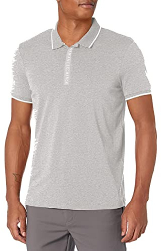 Armani Exchange Polo da Uomo con Logo Zip Jersey, Grigio Melange B09b, M