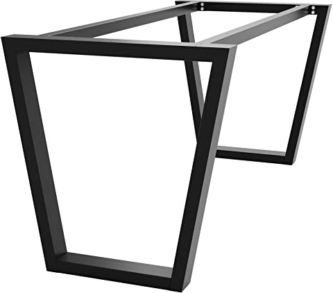 MetaloPro Tischbeine Metall, Schwerlast Stahl Schreibtisch Beine, Tischkufen Schwarz und Schrauben, Bodenschoner, Trapez Tischgestell für Moderne Couchtisch, Esstisch, Wohnzimmertisch - 160x70x72 cm