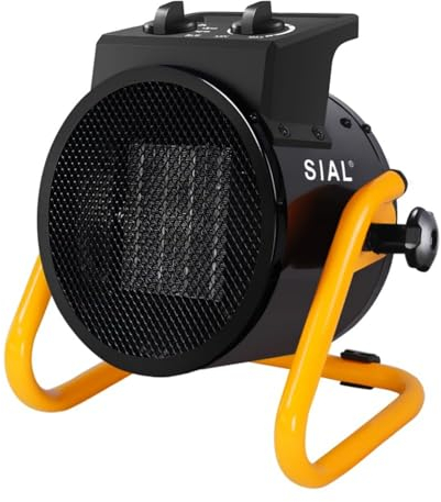 SIAL Termoventilatore 2000 W - Radiatore Elettrico - Ceramica - Riscaldamento Industriale - Riscaldamento Rapido in 3 Secondi - Termostato e Protezione da Surriscaldamento (Nero)