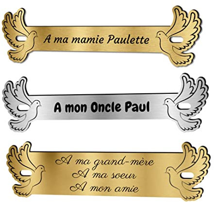 Inter Plaque Funéraire personnalisé - Texte pour Plaque Funéraire - Inter en Acrylique - Forme et Texte Personnalisable (Colombe, Petit)