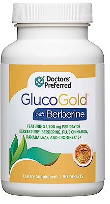 DOCTORS' PREFERRED GlucoGold with Berberine, Concentrated Cinnamon, Chromium, Banaba Leaf Extract (90 Tablets)
