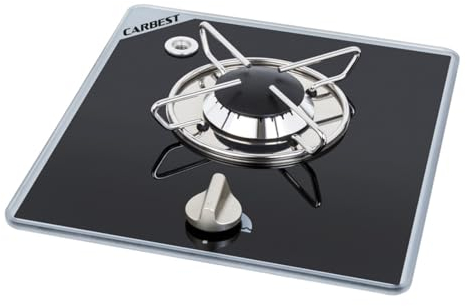 Hornillo de gas para camping, 1 foco, empotrable, 30 mbar, protección de encendido, placa de gas, placa de cocina empotrable