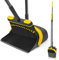 JEHONN Long Handled Dustpan and Brush Set, 138 cm Tall Swivel Broom, Upright Foldable Dust Pan with Comb Teeth for Home Kitchen Lobby Indoor Floor Cleaning (Black & Yellow)