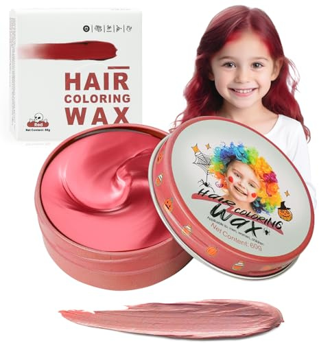 Temporary Hair Color Wax Red for Kids, Washable Colored Hairstyle Dye Mud, Disposable Instant Styling Pomade for Girls Boys Youth, DIY Coloring Gel Cream for Women Men Cosplay Halloween Party