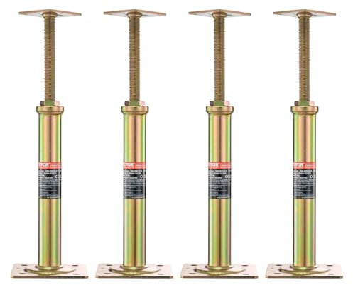 VEVOR House Floor Jacks, 4 Pack, 11.6-16 Height Range, 2500 lbs Max Load Capacity Per Unit, Adjustable Support Beam Basement Jack Post for Leveling, Galvanized Telescoping Jack for Temporary Support
