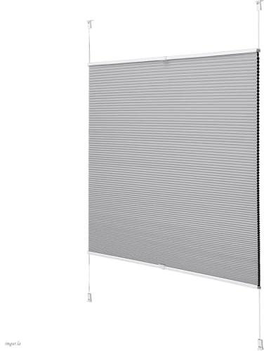 Joydeco Bikakeplissé utan borrning, mörkläggning termisk dubbel plissé Klemmfix bicolor plissé vikbar, solskydd, insynsskydd, bullerskydd, persienner, rullgrå, 120 x 130 cm