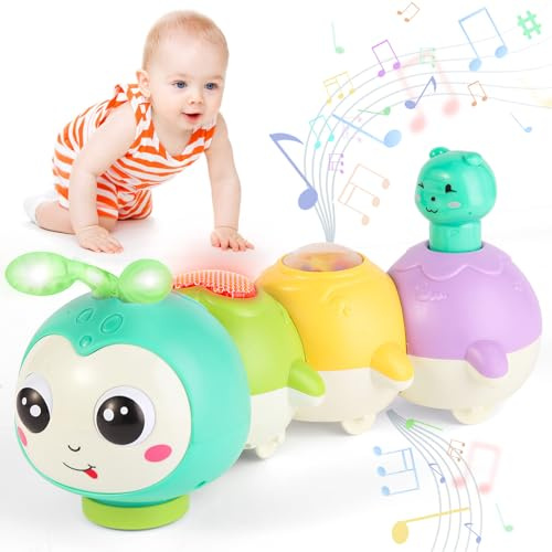 Lekwaiin Crawling Baby Toys for 1 Year Old Boys Girls, Magnetic Caterpillar Musical Light Up & Sound Sensory Interactive Toys for Kids Toddler 6 12 18 Months 1 2 3 Years Old Birthday Present Gifts