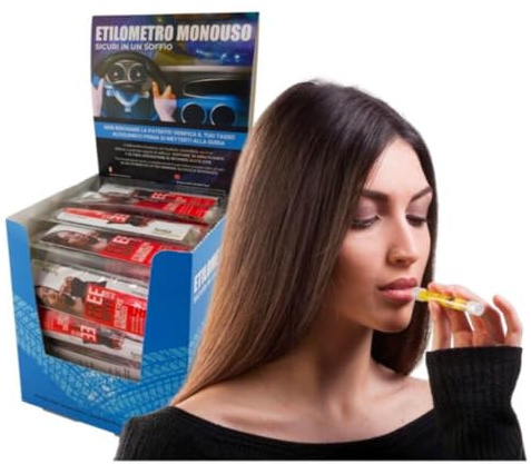 GEF Medica - 50 Etilometri Monouso a Fiala Freedrive, Test Alcol Senza Palloncino, Precisione 100%, Brevetto Turdus, Rapido, Ecologico, Certificato, Utilizzato in USA, Canada e Europa, Soglia 0,50 g/L