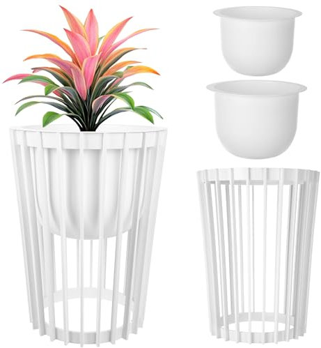 KADAX Aytre, supporto per fiori in plastica, supporto per piante, tavolo da fiori, sgabello per piante (bianco, 53,5 cm)