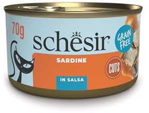 Schesir, Trancetti di Sardine, Kompletterande våtfoder för katter, original recept, 100% naturliga ingredienser, 12 70 g burkar