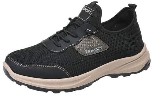 Herrskor lätta löparskor andningsbara promenader sportskor ortopedisk arbetssko bekväma vardagliga sneakers snörning nät sommar skor tjock botten träningsskor för utomhus gym löpning, Kaffe, 38 EU