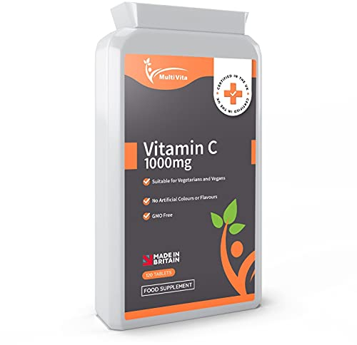 Vitamin C 1000mg 120 Tablets – High Strength Immune Support Contributes to The Reduction of Tiredness and Fatigue and to Normal Energy yielding Metabolism – Exclusively Manufactured in The UK