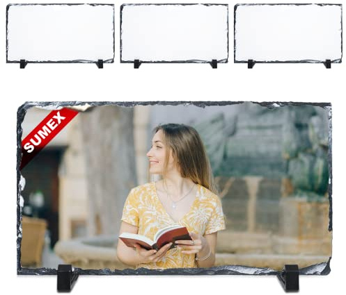 Sumex 4Pcs Sublimation Blank Rock Slate Photo Picture Frame,12×22cm Customized Photo Frame for Wedding,Valentine's Day