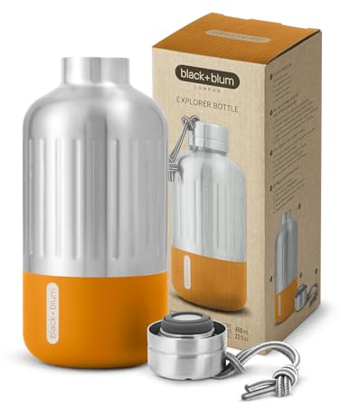 BLACK+BLUM Explorer Isolierflasche 650 ml Orange, Edelstahl Trinkflasche, vakuumisolierte Thermosflasche, 24h kalt & 12h heiß, 100% auslaufsicher, BPA-frei, Paracord-Trageschlaufe, Outdoor & Alltag