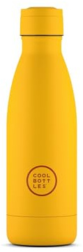 Cool Bottles - Botella de Agua de Acero Inoxidable - 350 ml - Vivid Yellow - 23,5 x 7 cm - Botella Térmica Hermética - Bebidas frías 36 horas y calientes 18 horas - Triple-Cool Technology - Sin BPA