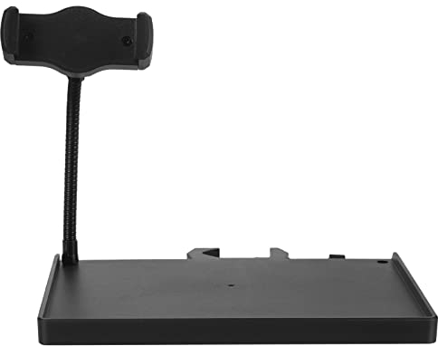 Mic Stand Phone Holder: Clamp-on Microphone Stand Tray with Phone Holder, Plastic Rack for Tools and Accessories, Compatible with Most Mic, Black