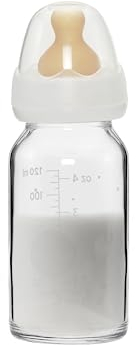 HEVEA Standard Neck Glass Baby Bottle - Slow Flow Anti Colic Newborn Baby Bottles 0+ Months - BPA-Free, Single-Pack (120 ML)