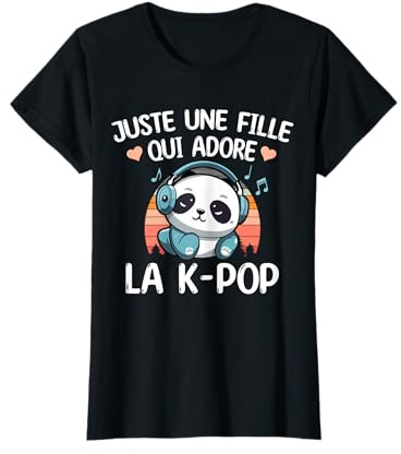 Fille Qui Adore La K-Pop Musique Fan Kpop Panda Kawaii Manga T-Shirt