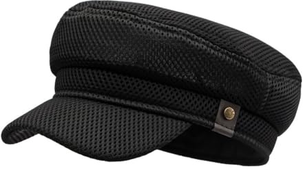 YAMEE Militär Män Klassisk Militär Solhatt med Visir, Sommar Mesh Baseballkeps Armékeps, Justerbar Militär Sportkeps, Unisex Platt Keps, Svart, one size