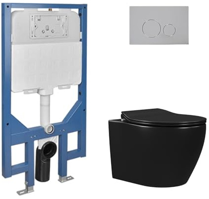 Wall Hung Toilet with Cistern, DeerValley 1.6 GPF/1.1 GPF Double Flush Rimless Floating Toilet with Soft Closed Seat for Bathroom