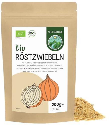 Alpi Nature Krispig Lök BIO 200g, Ekologisk Rostade Lökflingor, Glutenfri, Utan Tillsatt Palmolja