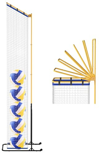 YAGEANNL Volleyball Setter Trainer Net, Volleyball Setter Training Equipment with Adjustable Height and Angle for Setting, Serving, and Spiking, Movable Target Net for Indoor and Outdoor Practice