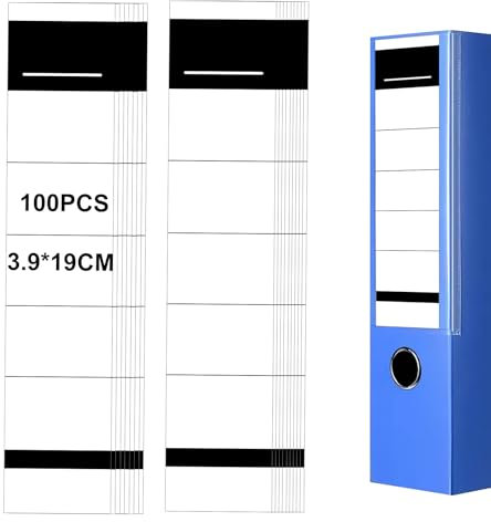 100 Stück Ordner Etiketten Selbstklebend, 3,9x19 cm Ordnerrücken Selbstklebend, Rückenschilder Ordner, ordnerrücken selbstklebend schmal für Schulen, Büros, Archive, Labore