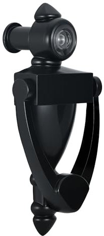 HOMOTEK Aldaba de puerta con visor de mirilla de 180 grados, construcción de zinc fundido a presión de 5 pulgadas de altura para seguridad de puerta delantera, negro, 1 paquete
