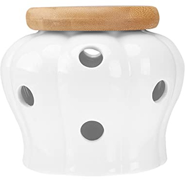 PAMINGONO Tanque De Almacenamiento De Redondo Con Tapa De Bambú Para Sellar y Jengibre Recipiente De Para Especias