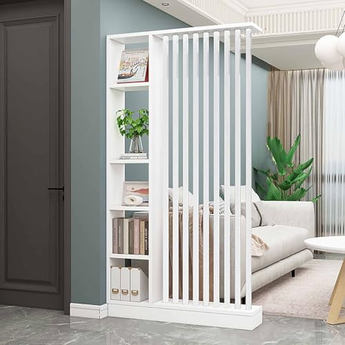 Room Divider Column Floor to Ceiling, Modern Freestanding Wood Privacy Screen with Shelves for Living Room - Entrance Hall Partition Screen