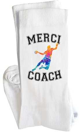 Planetee Chaussettes Merci coach handball Taille 41-45 | Cadeau Original pour Hommes Fantaisie Insolites Anniversaire Beauf Noël Humour