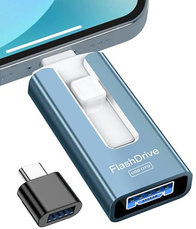 GNASEET Pendrive 256 GB de Alta Velocidad 3.0, Memoria USB Externa 4 en 1 para Phone, Móviles, Teléfonos, Computadoras y Más - Disco Duro Externo para Datos, Fotos y películas - para iOS, Android PC