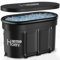 Warmiehomy Oval Ice Bath Tub, XXL Portable Cold Plunge Tub with Lid, Cold Water Therapy Plunge Tub for Athletes Recovery with Inflatable Neck Rest Ring, Ice Baths at Home Outdoor Gym