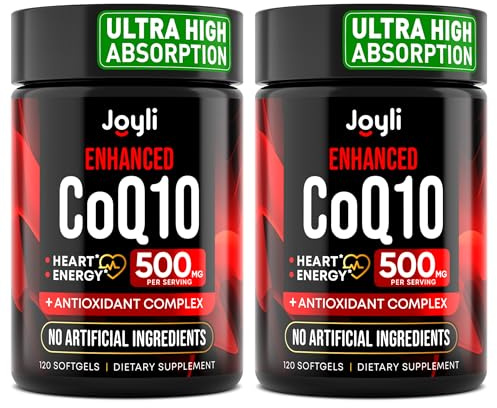 JOYLI Nutrition 2 Pack CoQ10 500mg - High Absorption Coenzyme Q10 Supplement - Co Q 10 for Energy & Vitality - Alternative to CoQ10 400mg & 300mg - 240 Softgels