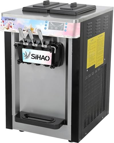 ZHIMAI Macchina per Gelato Commerciale 1950W, 20-28 L/H, 3 Sapori, Macchina per Gelato Crema Di Colore Ghiacciata, Ideale Per Bar, Ristoranti, Famiglie