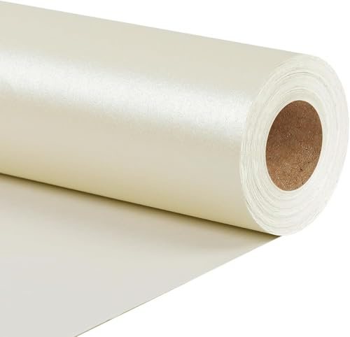 BIOBROWN Presentpapper rulle 43 cm x 10 m krämvit pärlemor glans presentpapper i enfärgad perfekt för semester, bröllop, alla hjärtans dag, födelsedag och dop | Krämfärgad minirulle minirulle för bröllop, födelsedag, babyparty, jul och alla hjärtans dag
