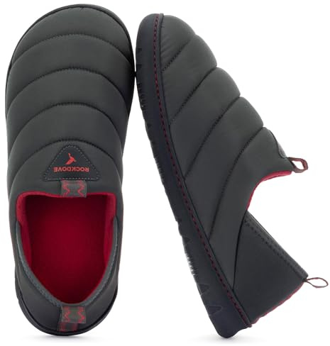 RockDove Pufflite - Pantuflas acolchadas de dos tonos para hombre con suela interior y exterior